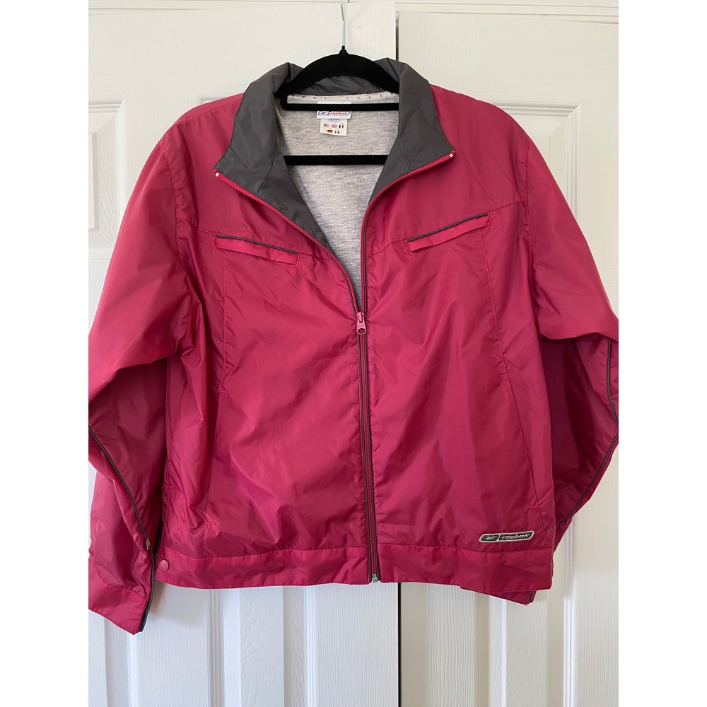 Reebok Windbreaker Jacket Women Large Pink Vintage Y2K Sportswear Gorpcore